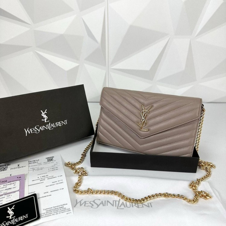 YVES SAİNT LAURENT (YSL) QUİLTED ZARF VİZON